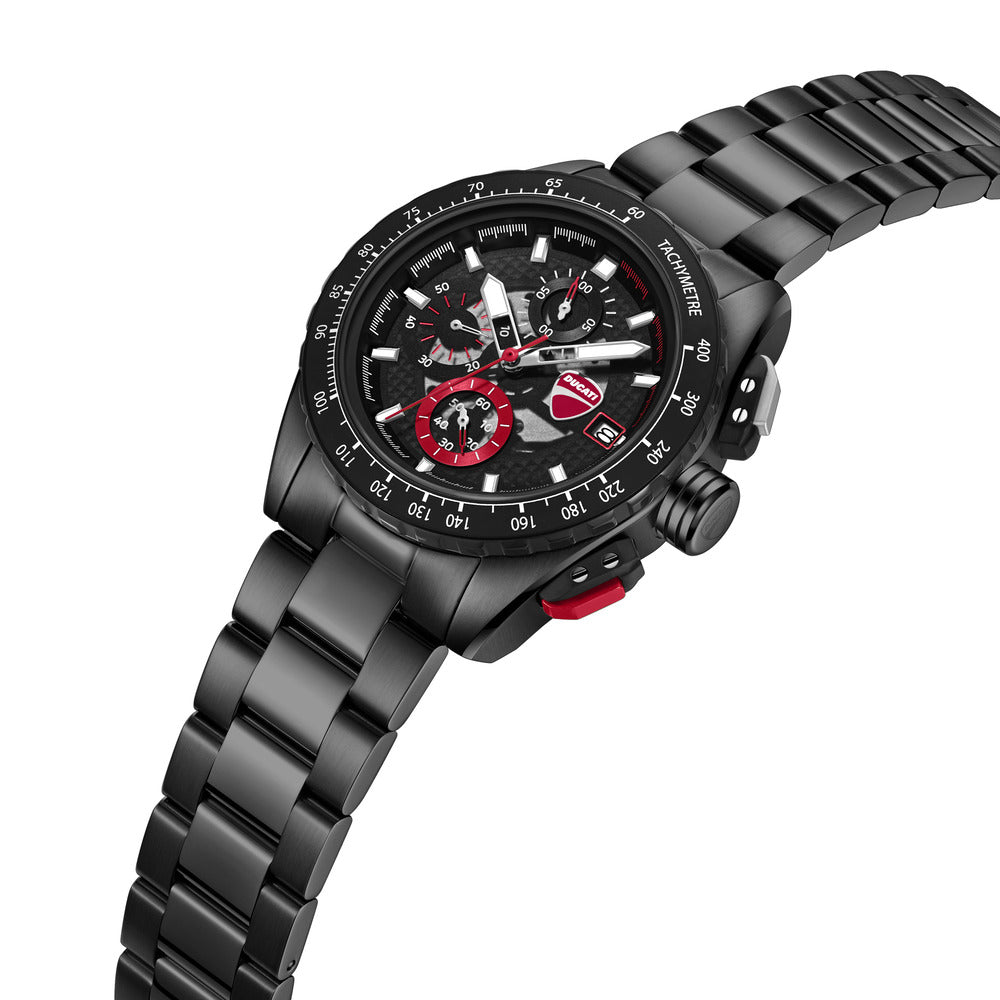 Orologio Ducati Corse Leggenda cronografo uomo quadrante nero bracciale acciaio PVD nero DTWGI0003601