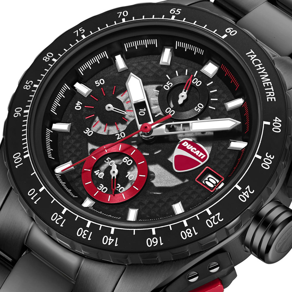 Orologio Ducati Corse Leggenda cronografo uomo quadrante nero bracciale acciaio PVD nero DTWGI0003601