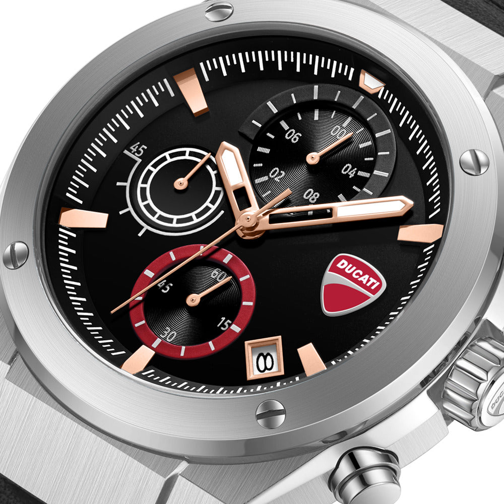 Orologio Ducati Corse Stelvio cronografo uomo quadrante nero cinturino silicone nero DTWGO0003101