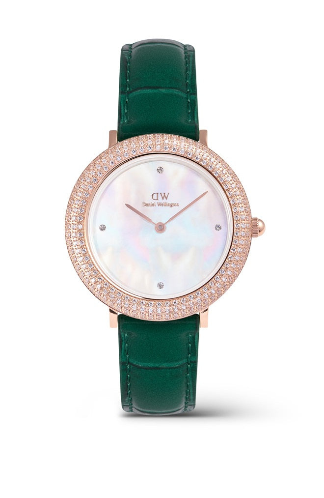 Daniel Wellington Crystalline Bezel 32 Green Croc Rose Gold Mop