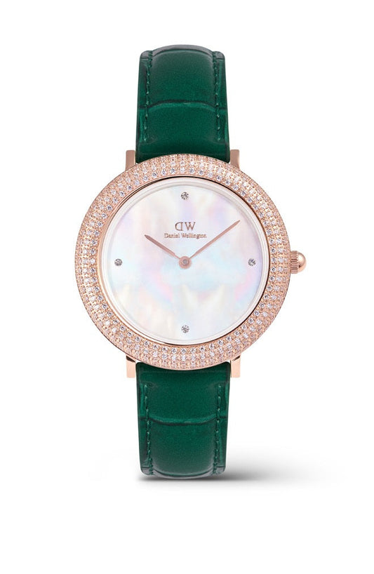 Daniel Wellington Crystalline Bezel 32 Green Croc Rose Gold Mop