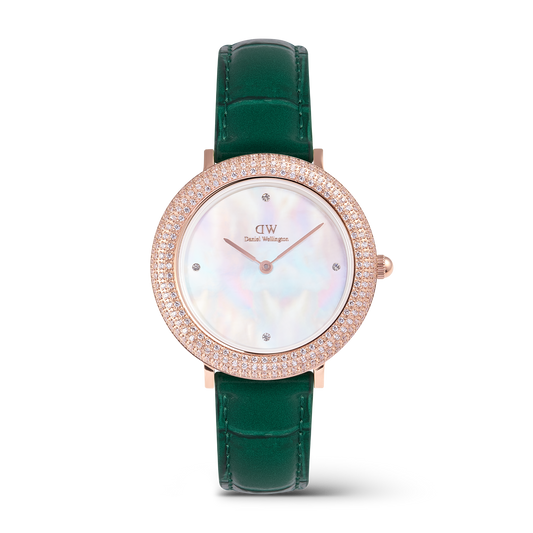 Daniel Wellington Crystalline Bezel 32mm Green Croc Rose Gold MOP