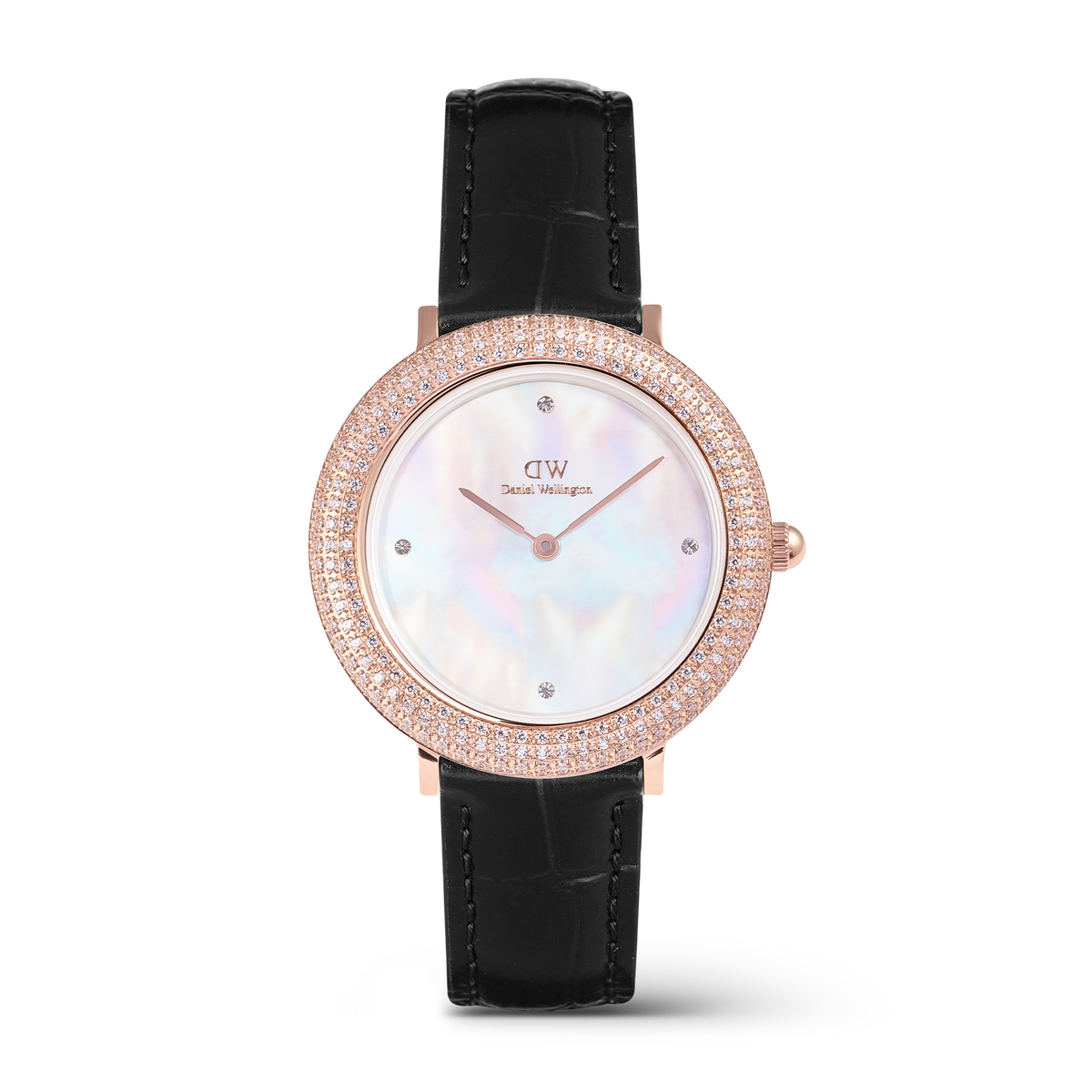 Daniel Wellington Crystalline Bezel Black Croc Rose Gold