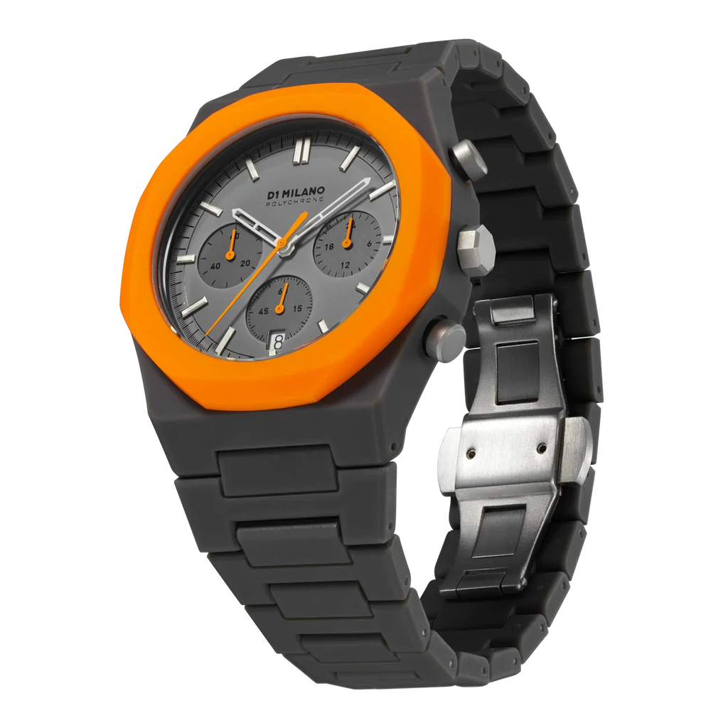 D1 Milano Polychrono Orange Blast D1-PHBJ01 - Orologio Cronografo Uomo Grigio Arancio 40,5mm
