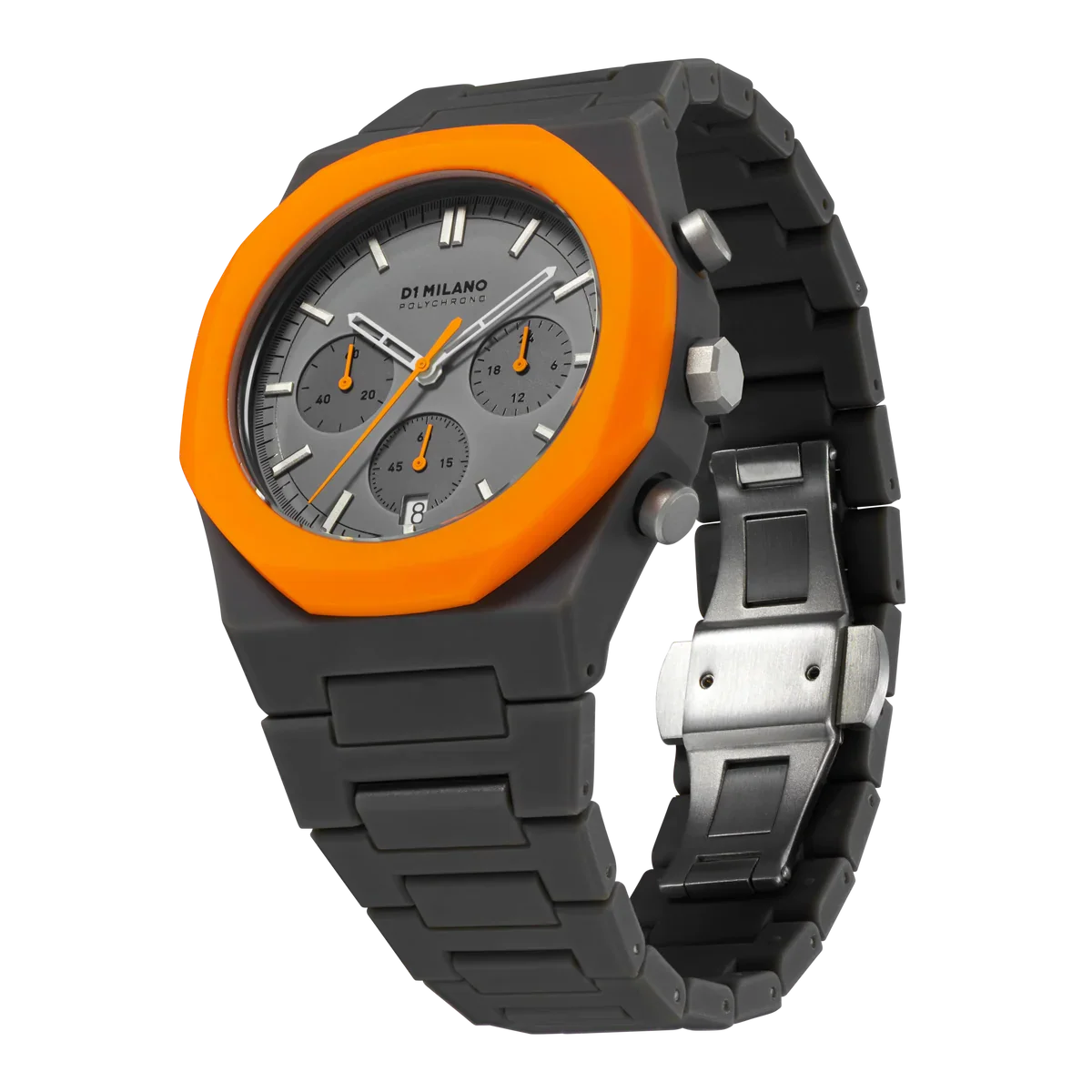 D1 Milano Polychrono Orange Blast D1-PHBJ01 - Orologio Cronografo Uomo Grigio Arancio 40,5mm