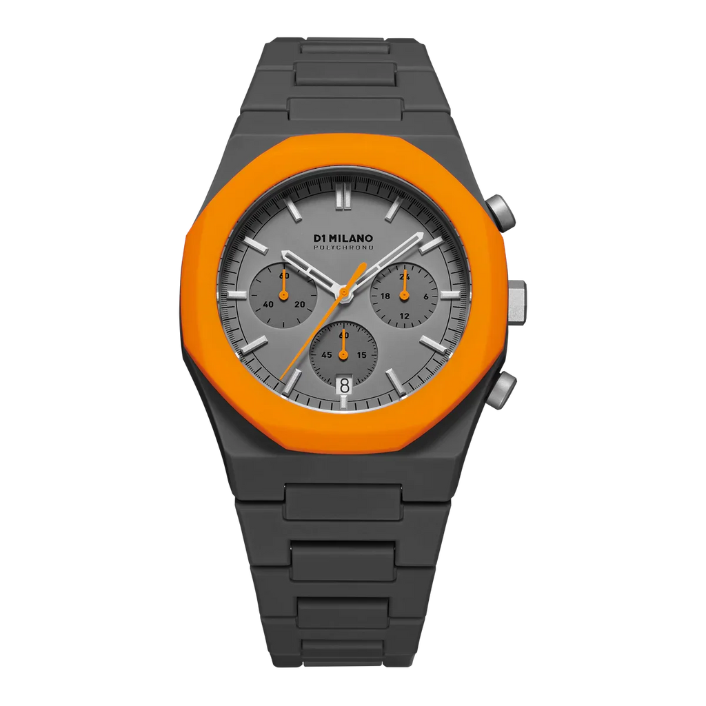D1 Milano Polychrono Orange Blast D1-PHBJ01 - Orologio Cronografo Uomo Grigio Arancio 40,5mm