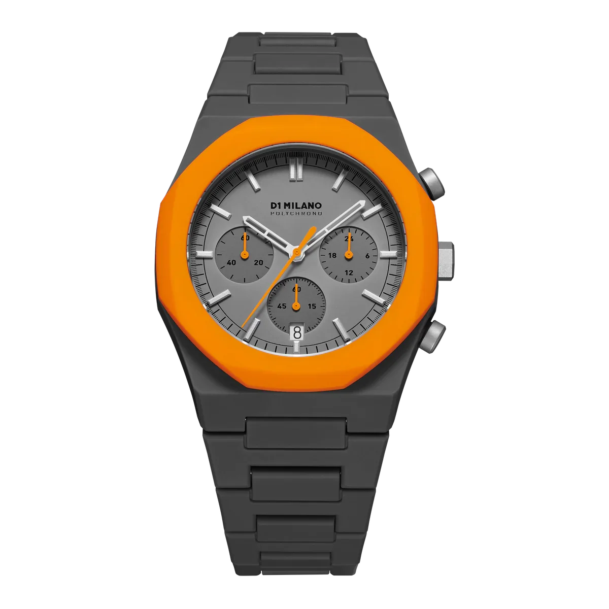D1 Milano Polychrono Orange Blast D1-PHBJ01 - Orologio Cronografo Uomo Grigio Arancio 40,5mm