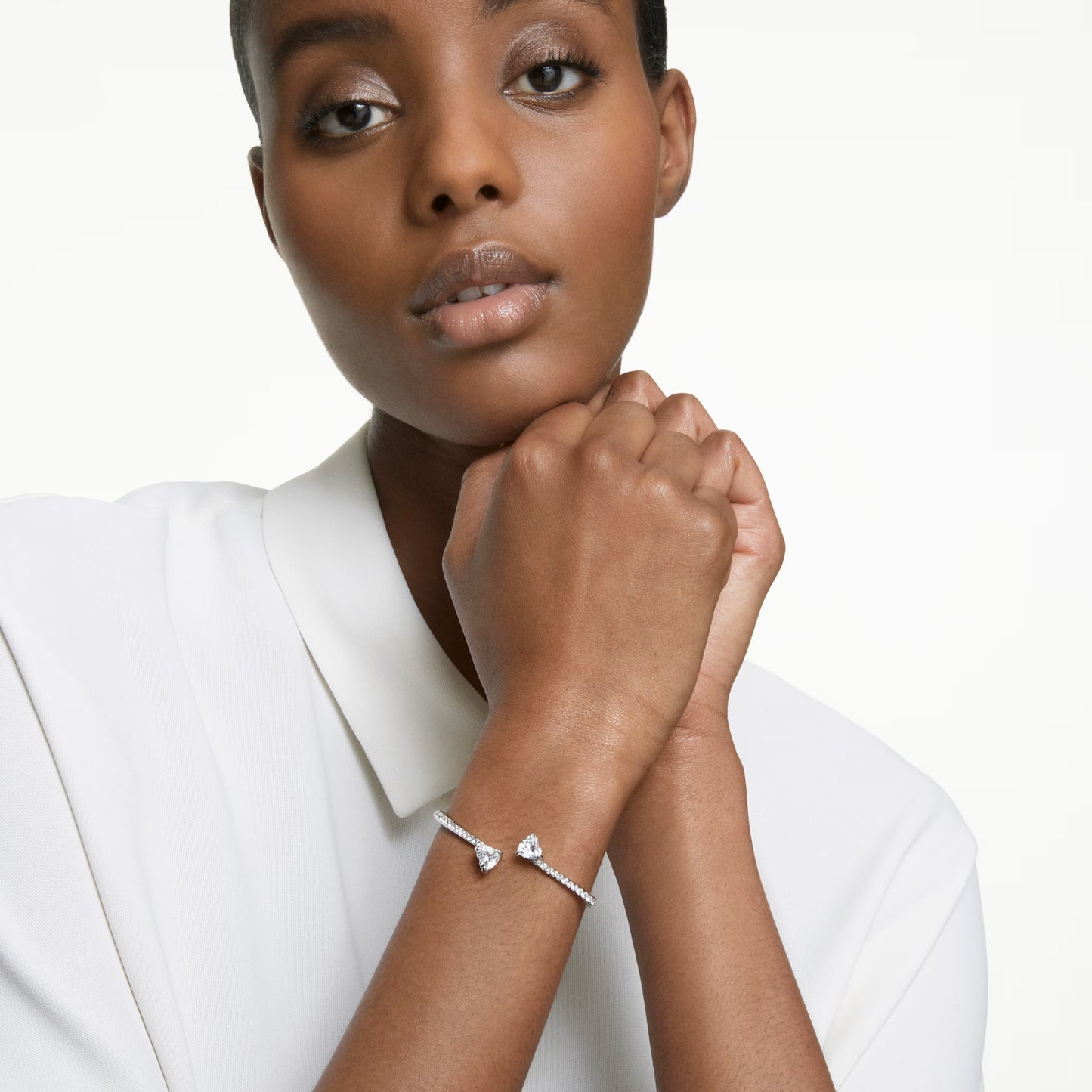 Bangle Mesmera, Bianco, Placcato rodio