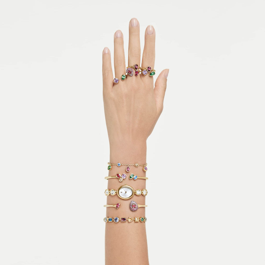 Bracciale rigido Sublima, Taglio Pear, Rosso, Finitura oro 18K