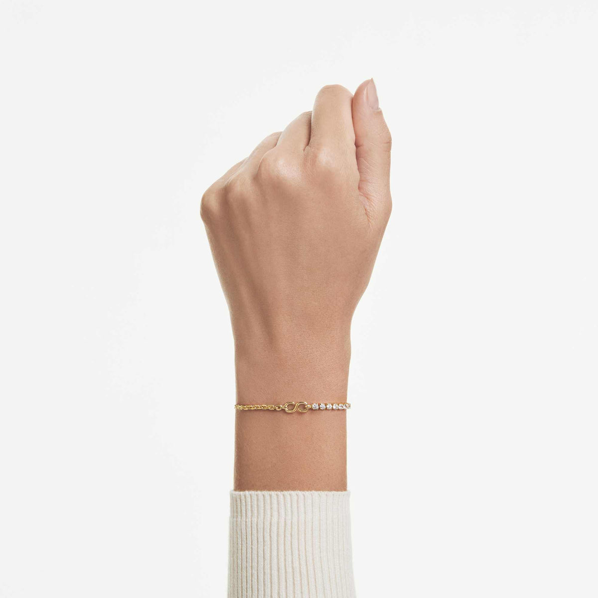 Bracciale a catena Matrix, Bianco, Placcato oro