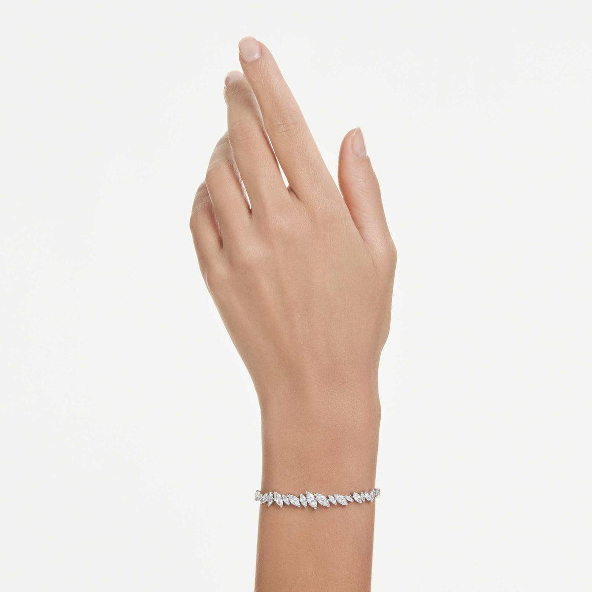 Bracciale Mesmera Frontal, Bianco, Placcato rodio