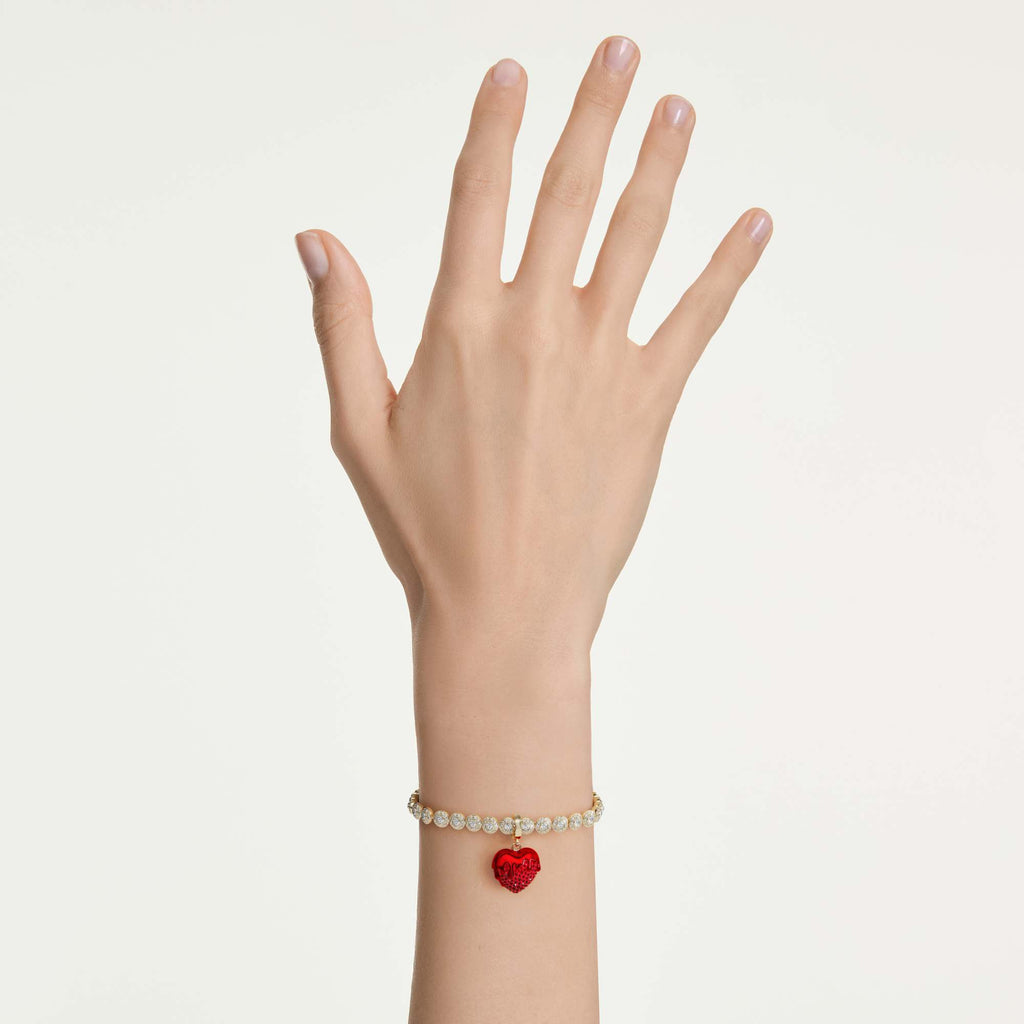 Charm Idyllia, Taglio Round, Cuore, Rosso, Finitura oro 18K