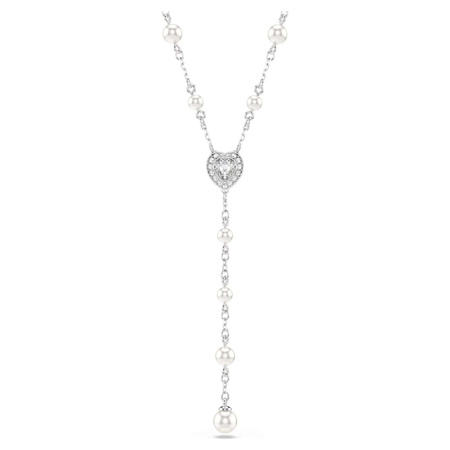 Collana a Y Ariana Grande x Swarovski Taglio misto, Crystal Pearl, Cuore, Bianco, Placcato rodio 5720855