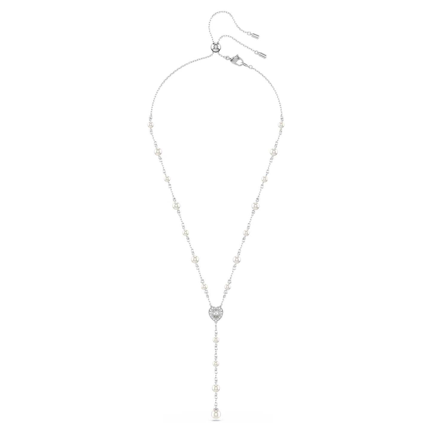 Collana a Y Ariana Grande x Swarovski Taglio misto, Crystal Pearl, Cuore, Bianco, Placcato rodio 5720855