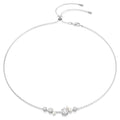 Collana Constella, Crystal Pearl, Taglio Round, Bianca, Placcato rodio