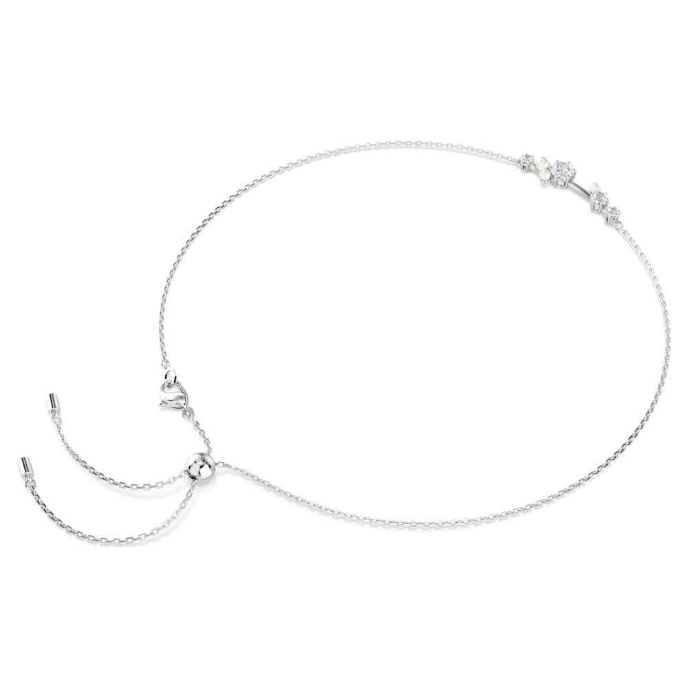 Collana Constella, Crystal Pearl, Taglio Round, Bianca, Placcato rodio