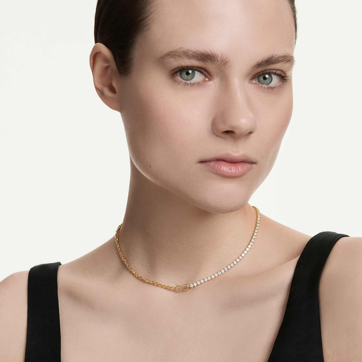 Collana a catena Matrix, Bianca, Placcato oro