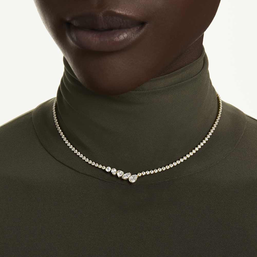 Collana Mesmera, Taglio misto, Bianca, Finitura oro 18K