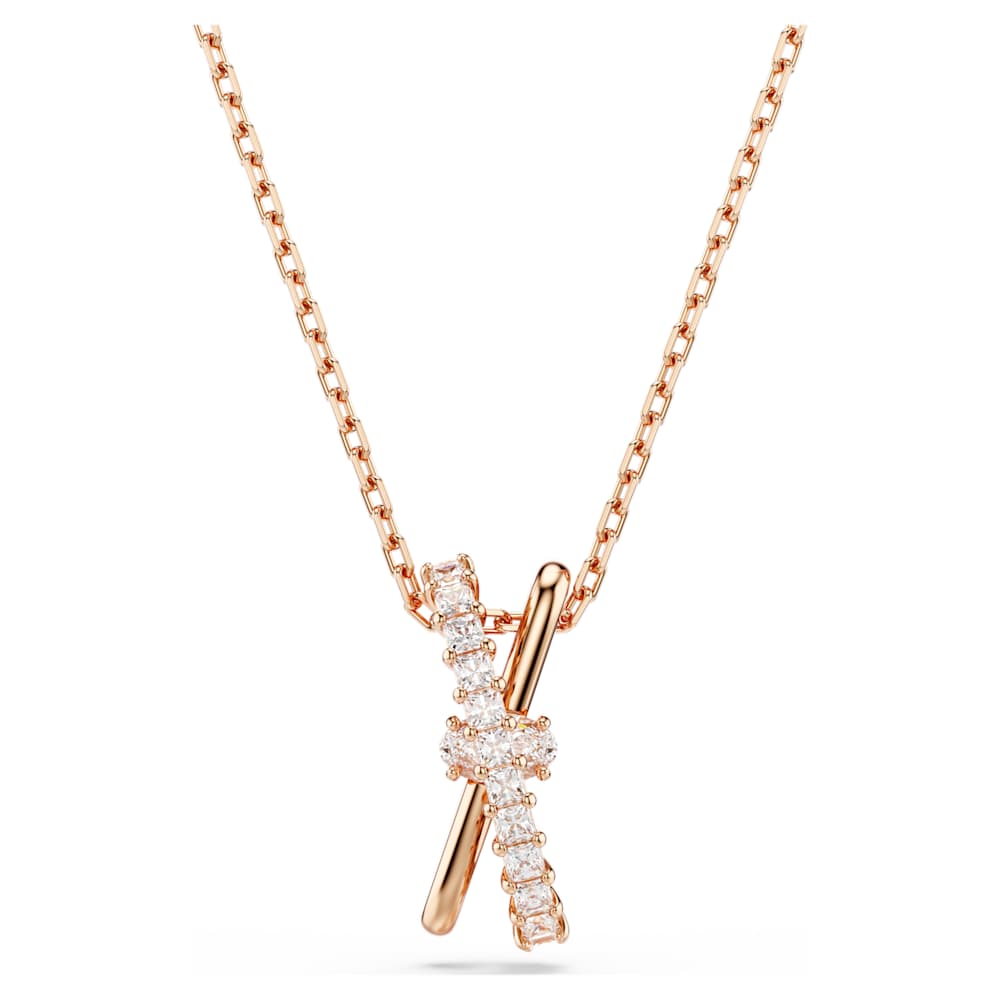 Pendente Hyperbola, Taglio misto, Twist, Bianco, Finitura oro rosa 18K