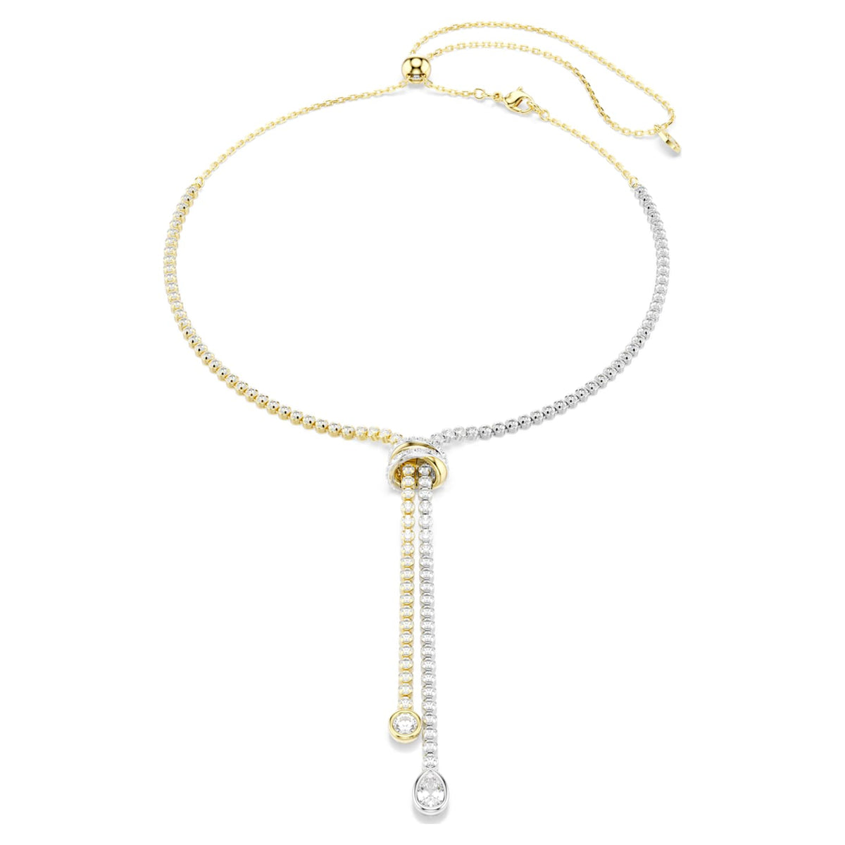 Collana Hyperbola a Y, Taglio misto, Bianca, Finitura mista