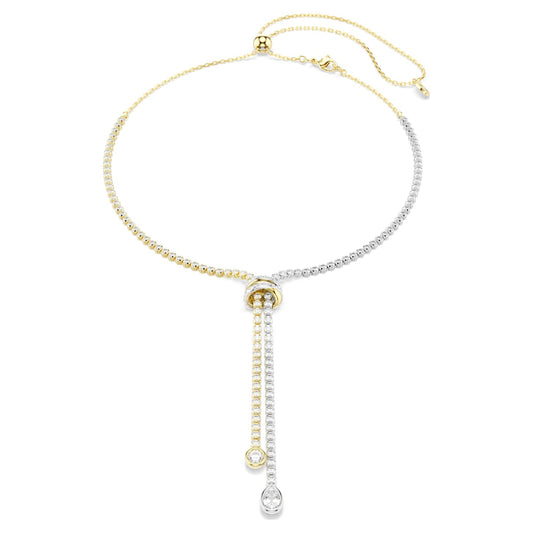 Collana Hyperbola a Y, Taglio misto, Bianca, Finitura mista