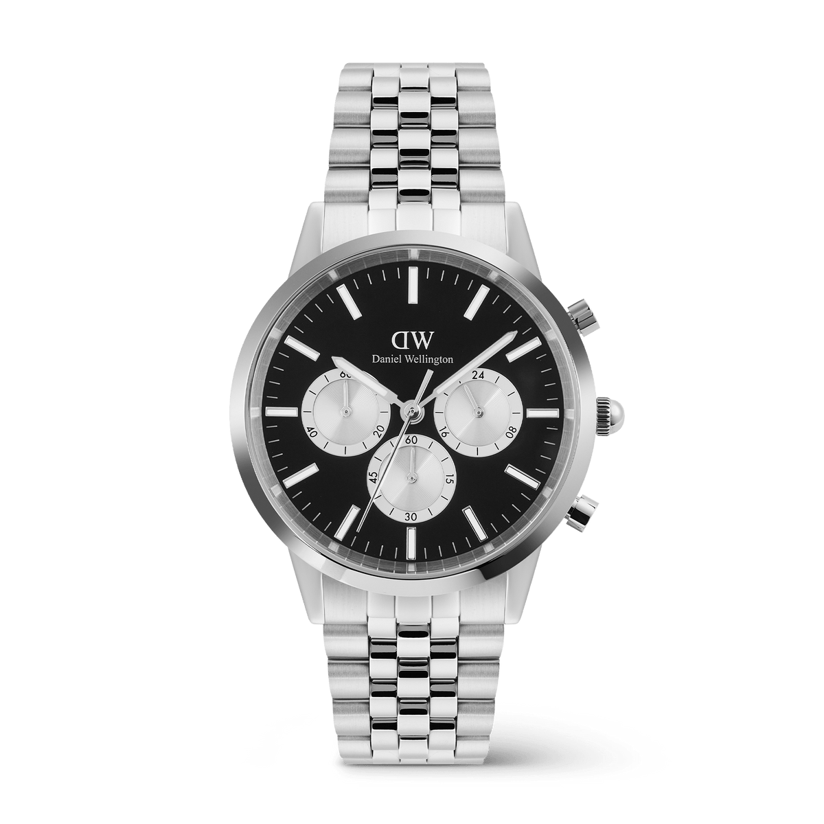 Daniel Wellington Iconic Chronograph 42mm Arch 5-Link Onyx Panda Silver