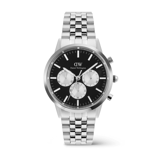 Daniel Wellington Iconic Chronograph 42mm Arch 5-Link Onyx Panda Silver