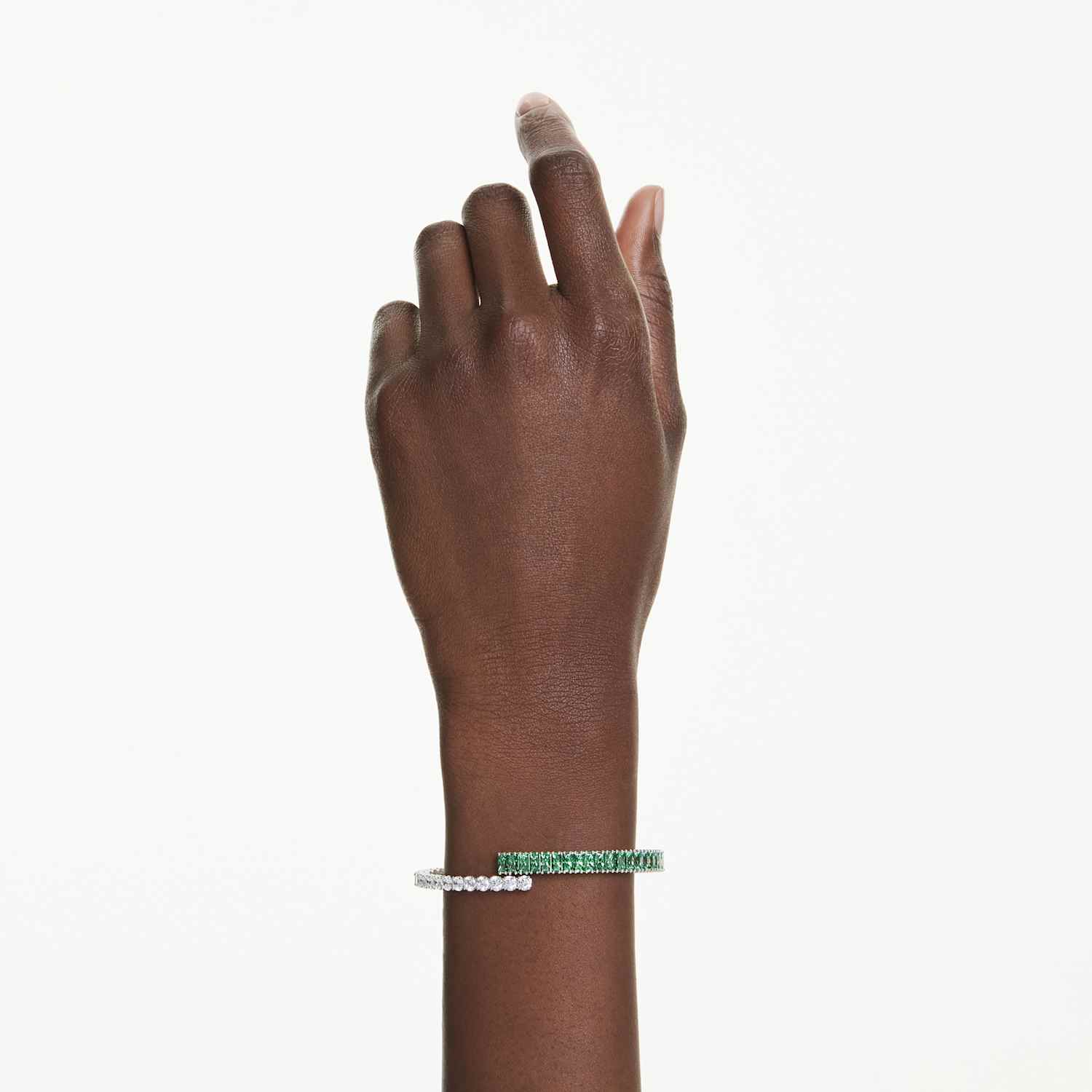 Bangle Matrix, Taglio misto, Verde smeraldo, Placcato rodio