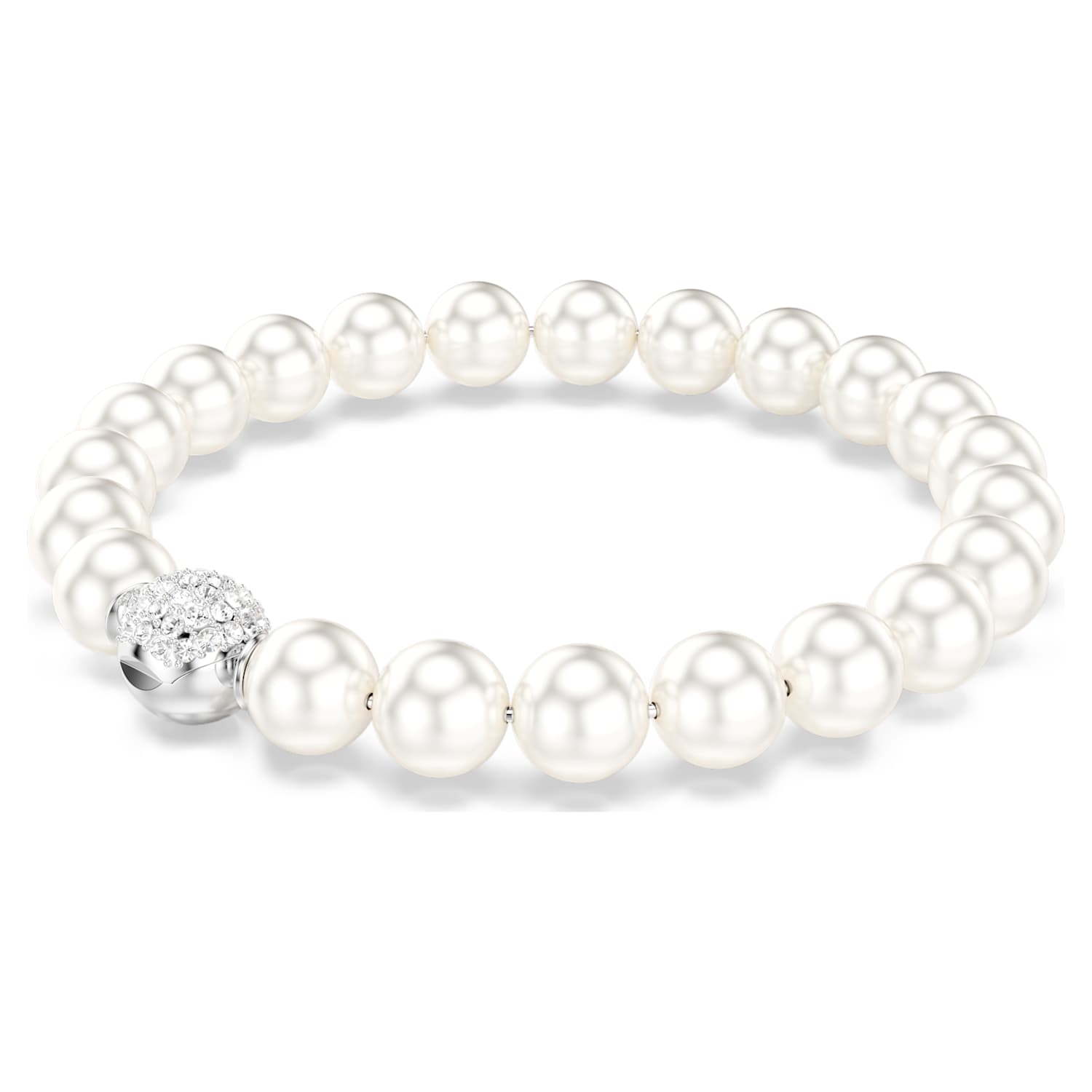 Bracciale Matrix, Perle, Magnetico, Bianco, Placcato rodio - foto 5