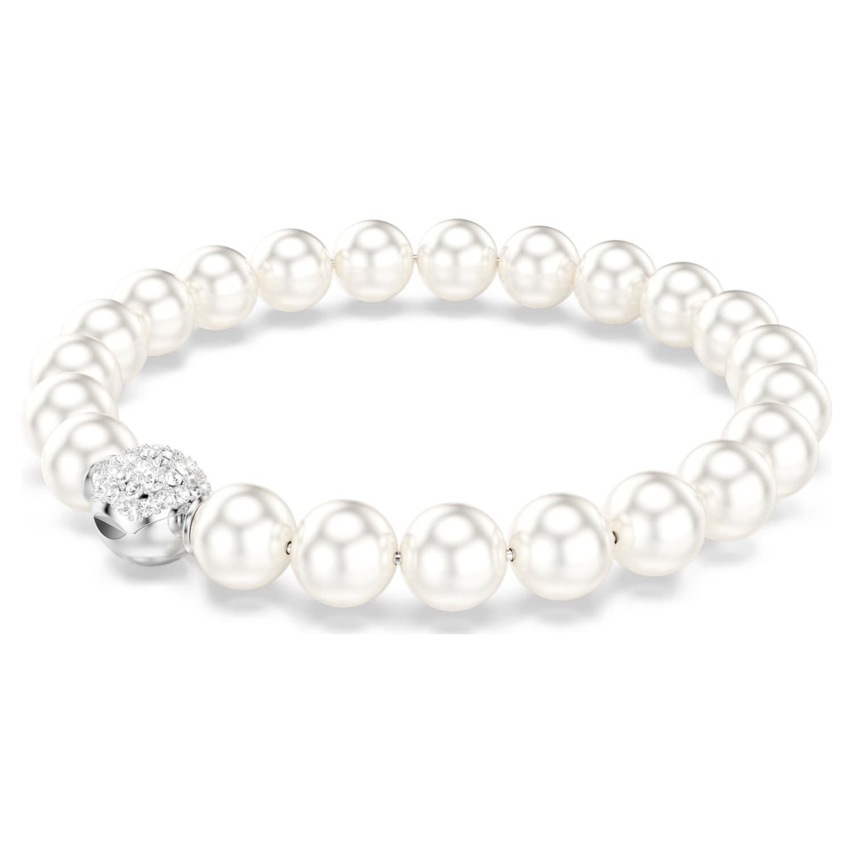 Bracciale Matrix, Perle, Magnetico, Bianco, Placcato rodio - foto 5