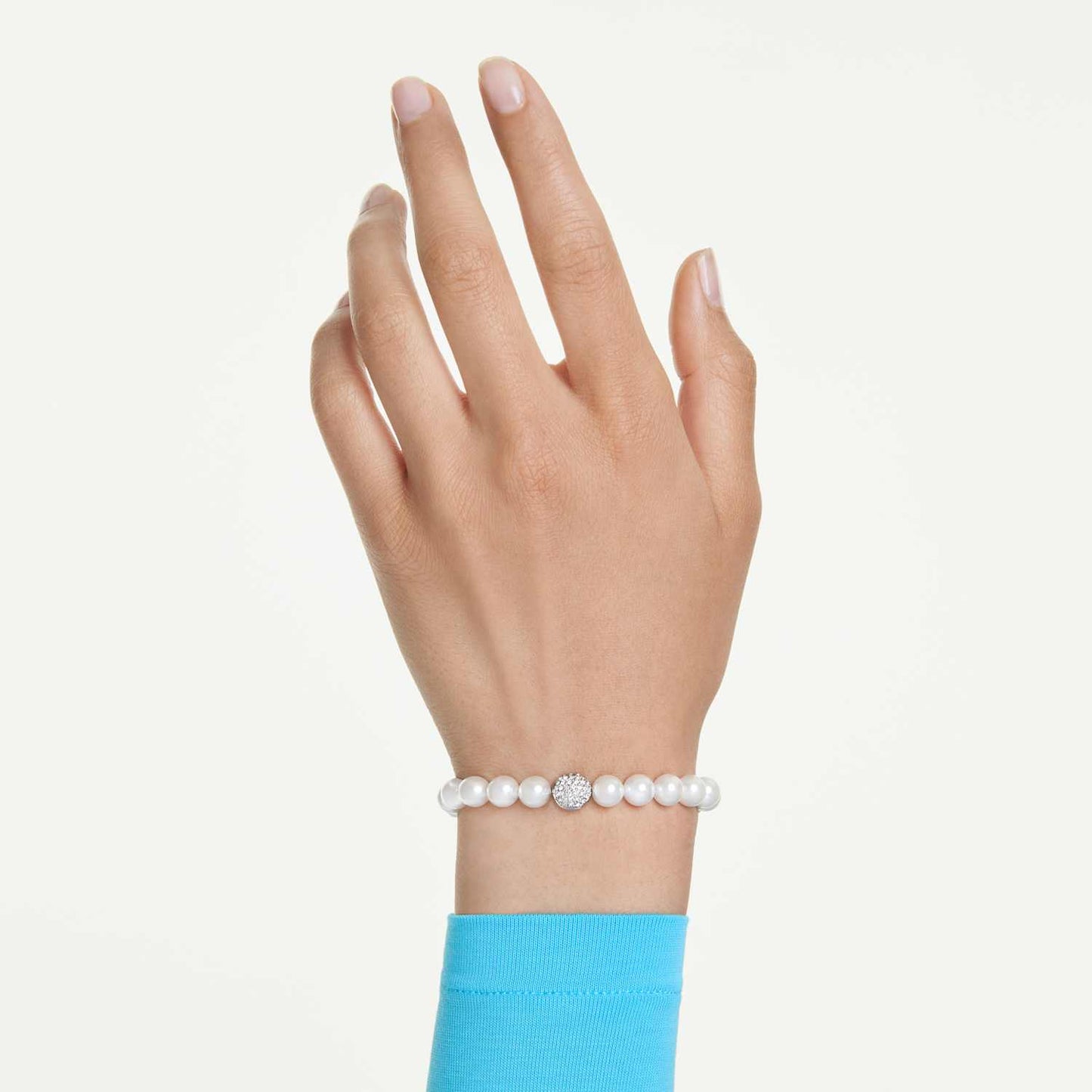 Bracciale Matrix, Perle, Magnetico, Bianco, Placcato rodio