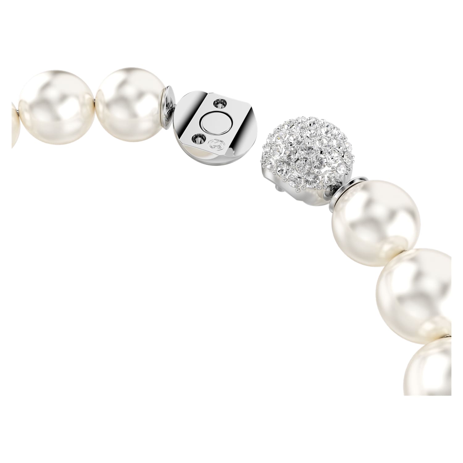 Bracciale Matrix, Perle, Magnetico, Bianco, Placcato rodio - foto 4