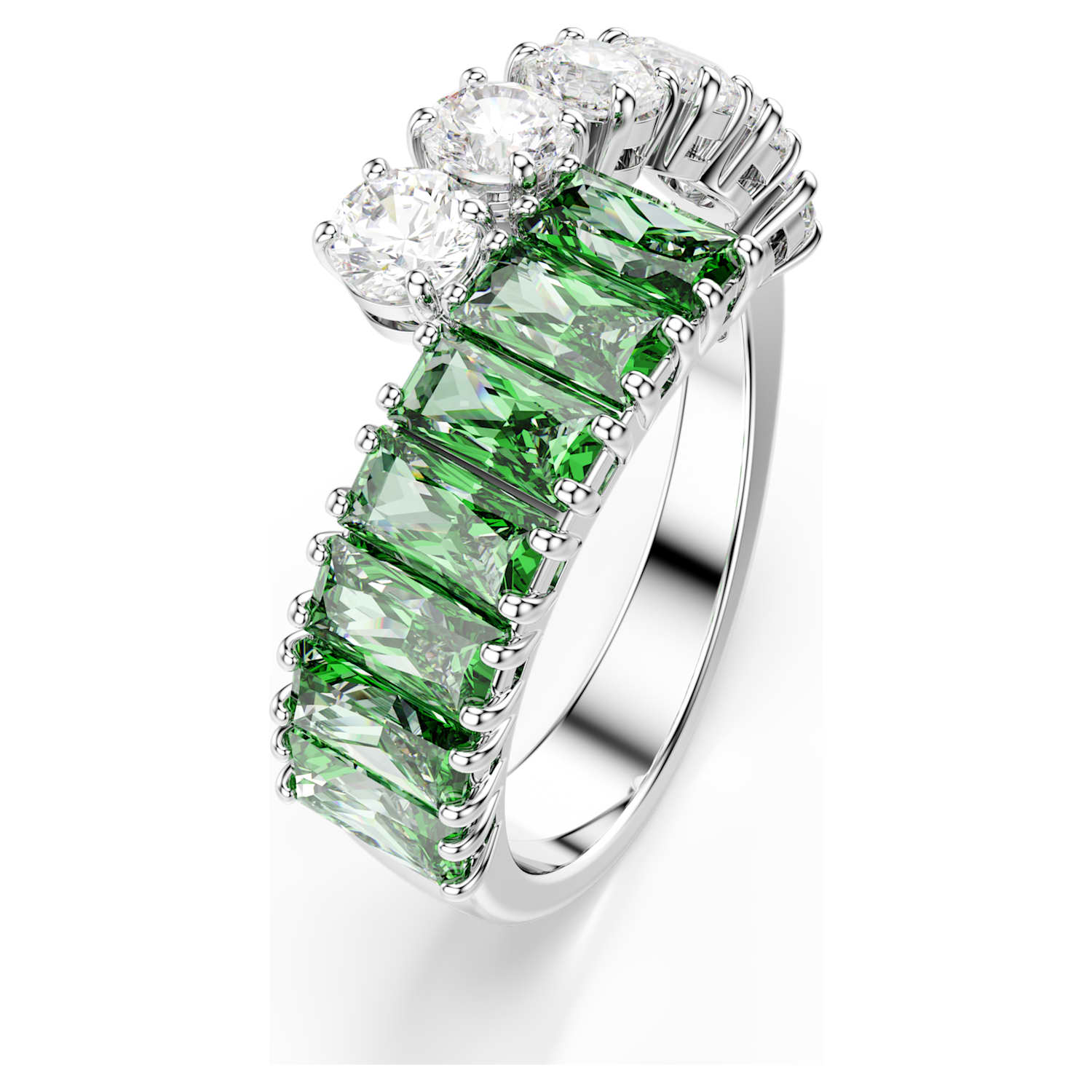 Anello Matrix, Taglio misto, Verde smeraldo, Placcato rodio - foto 3