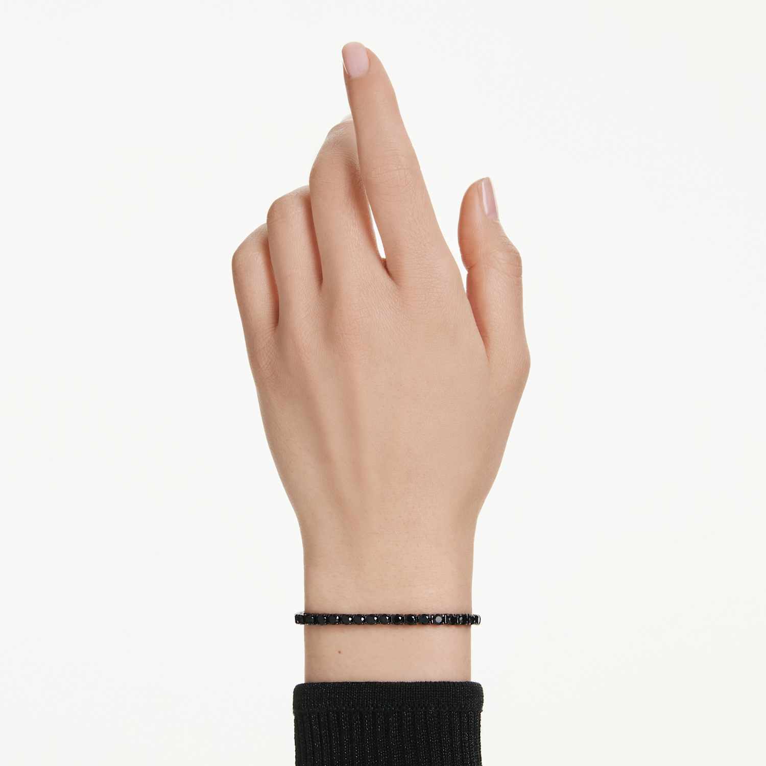 Bracciale tennis Matrix, Taglio Round, Nero, Placcato rutenio (taglia XL)