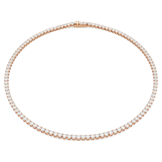 Collana tennis Matrix, Bianca, Placcato oro rosa - M