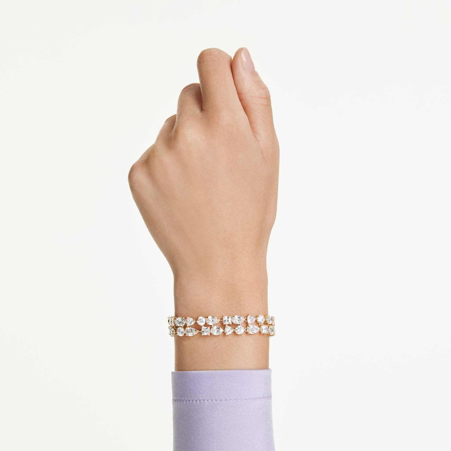 Bracciale doppio Mesmera, Bianco, Placcato oro - foto 7