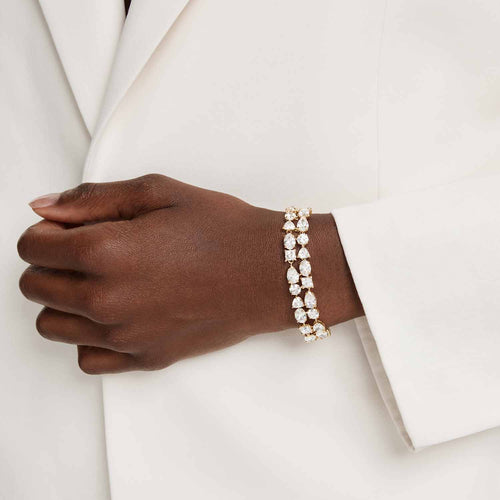Bracciale doppio Mesmera, Bianco, Placcato oro