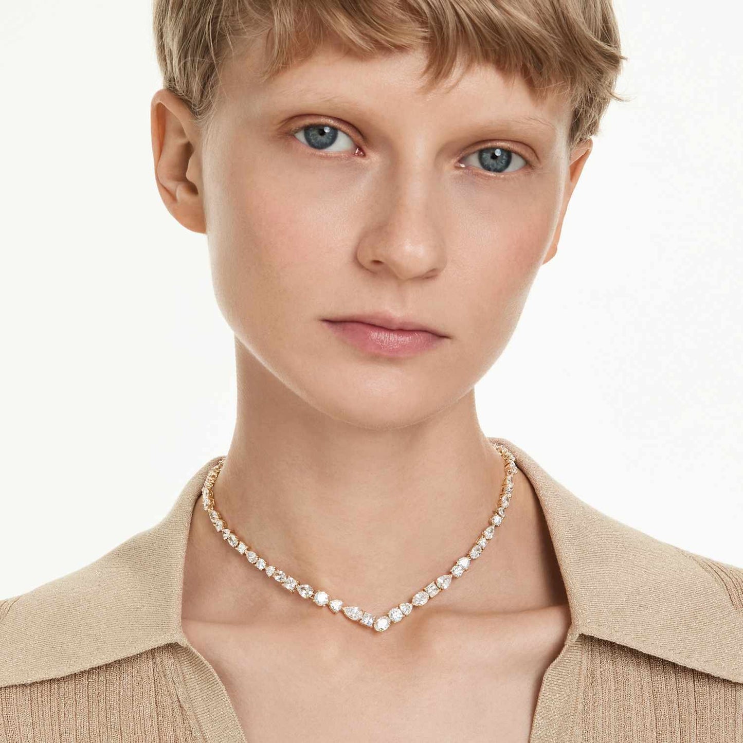 Collana Mesmera, Bianco, Placcato oro