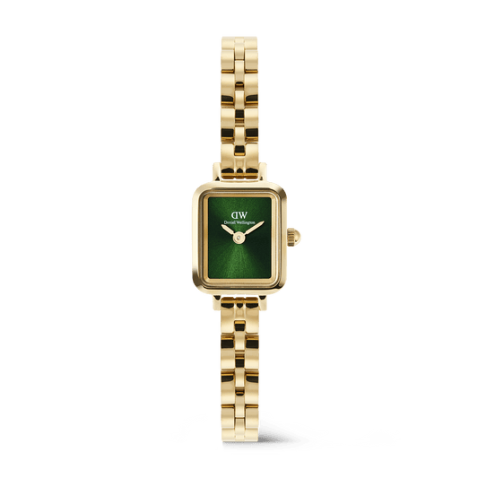 Daniel Wellington Quadro Mini Arch 3-Link 15x18mm Emerald Sunray Gold