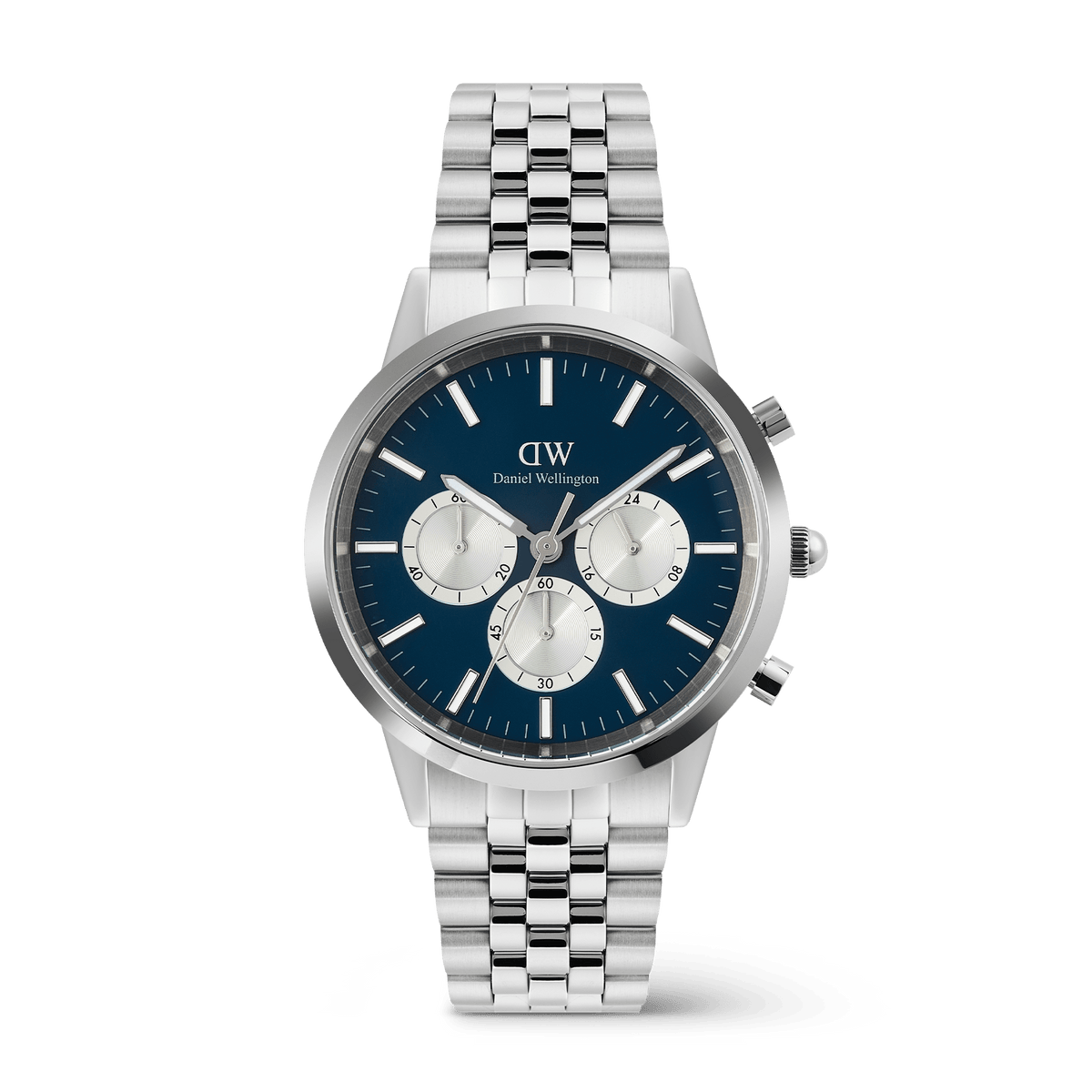 Daniel Wellington Iconic Chronograph 42mm Arch 5-Link Arctic Panda Silver