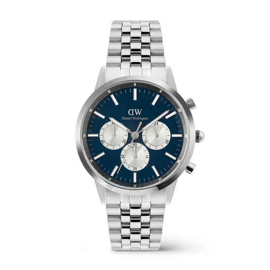 Daniel Wellington Iconic Chronograph 42mm Arch 5-Link Arctic Panda Silver