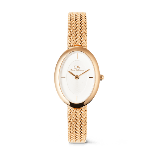 Daniel Wellington Juliette 23x31mm Braided Mesh White Sunray Rose Gold