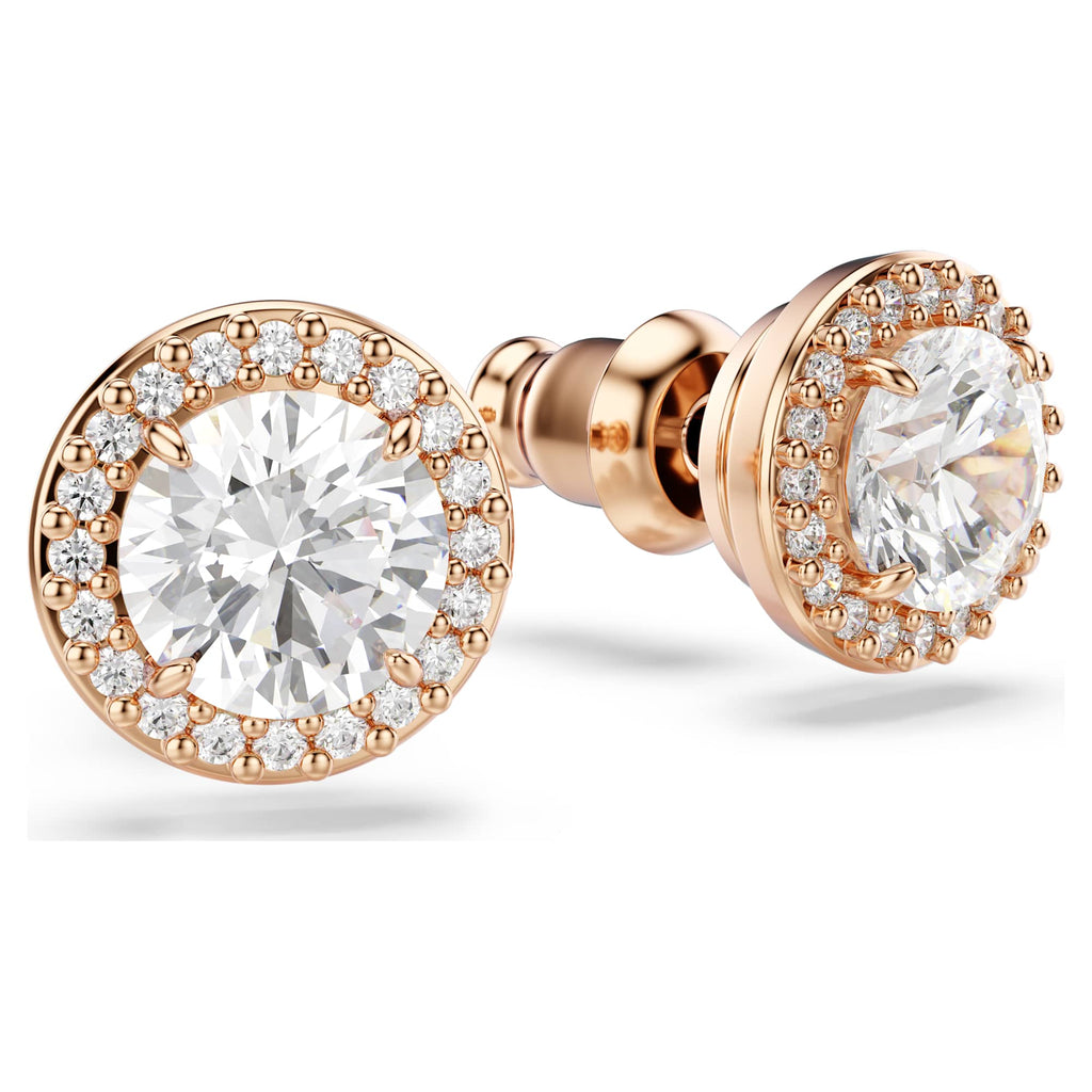 Orecchini a lobo Una Angelic, Taglio tondo, Pavé, Bianchi, Finitura oro rosa 18K