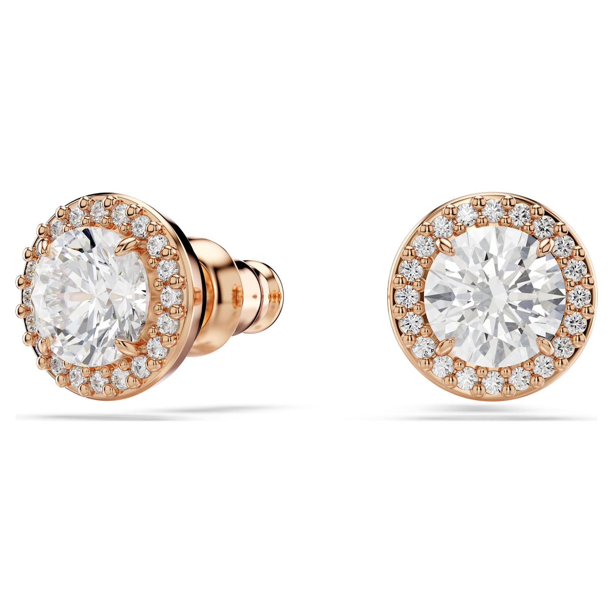 Orecchini a lobo Una Angelic, Taglio tondo, Pavé, Bianchi, Finitura oro rosa 18K