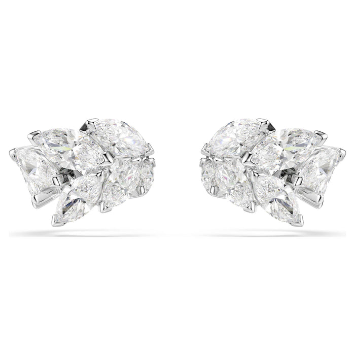 Orecchini ear cuff Mesmera, Taglio Marquise, Bianchi, Placcato rodio