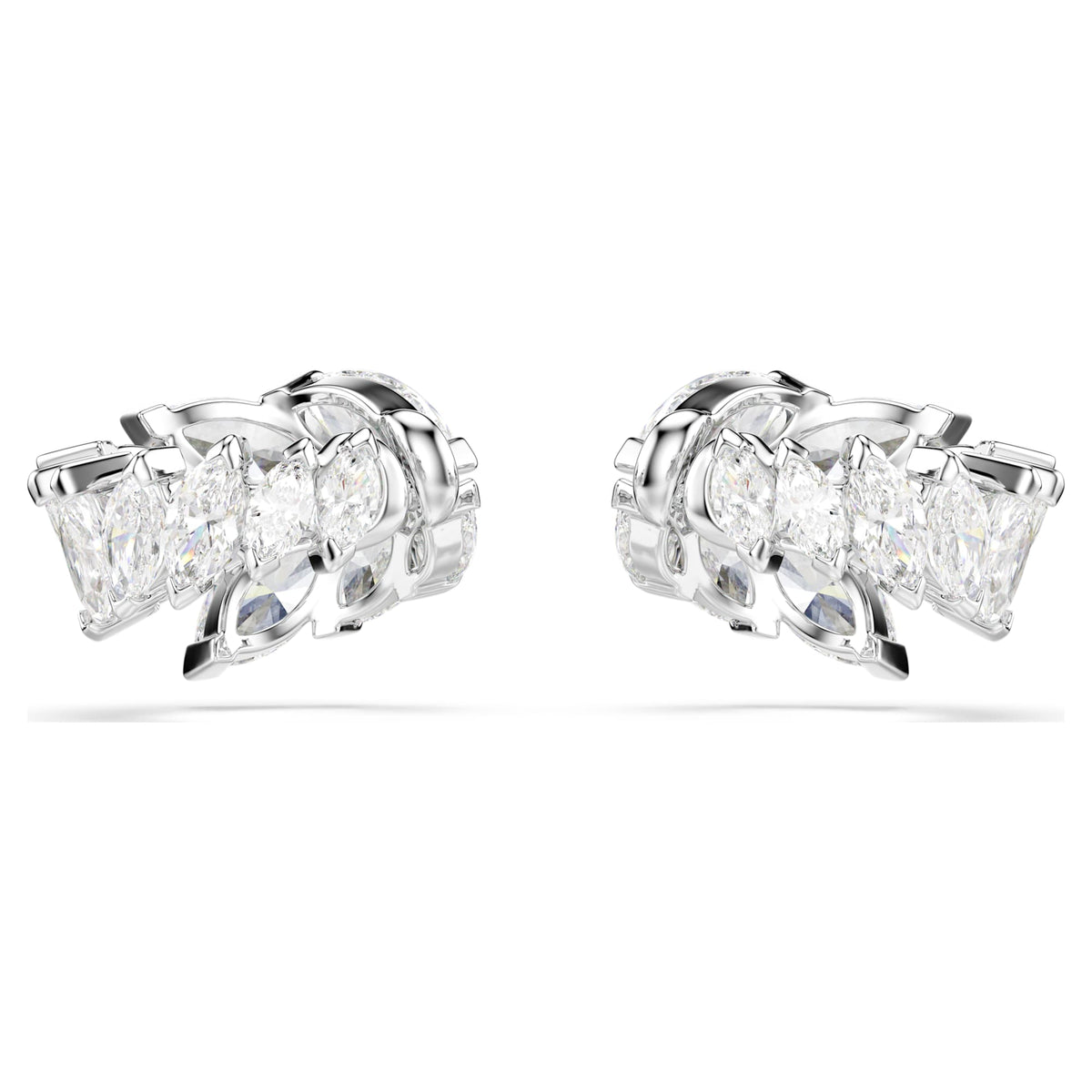 Orecchini ear cuff Mesmera, Taglio Marquise, Bianchi, Placcato rodio