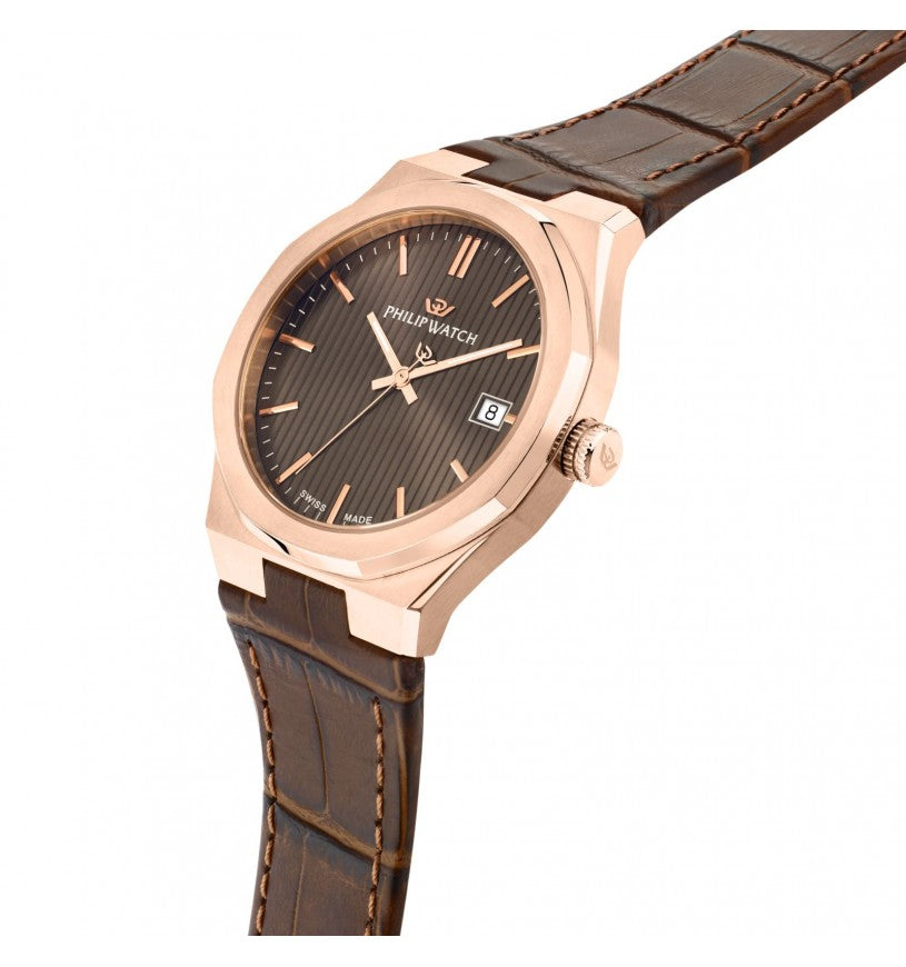 Philip Watch Windsurf R8251533001 - Orologio Uomo Marrone Oro Rosa 38mm
