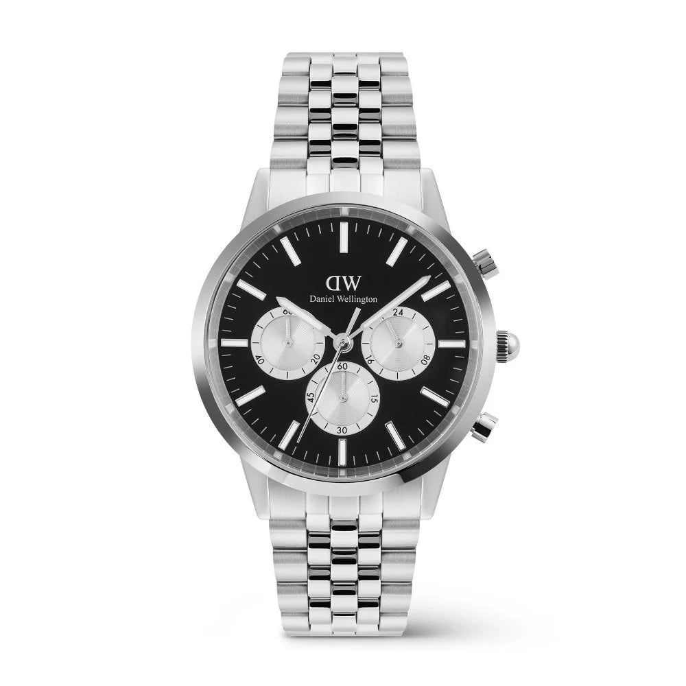 Iconico Cronografo Arch 5-Link Onyx Panda Argento - Daniel Wellington