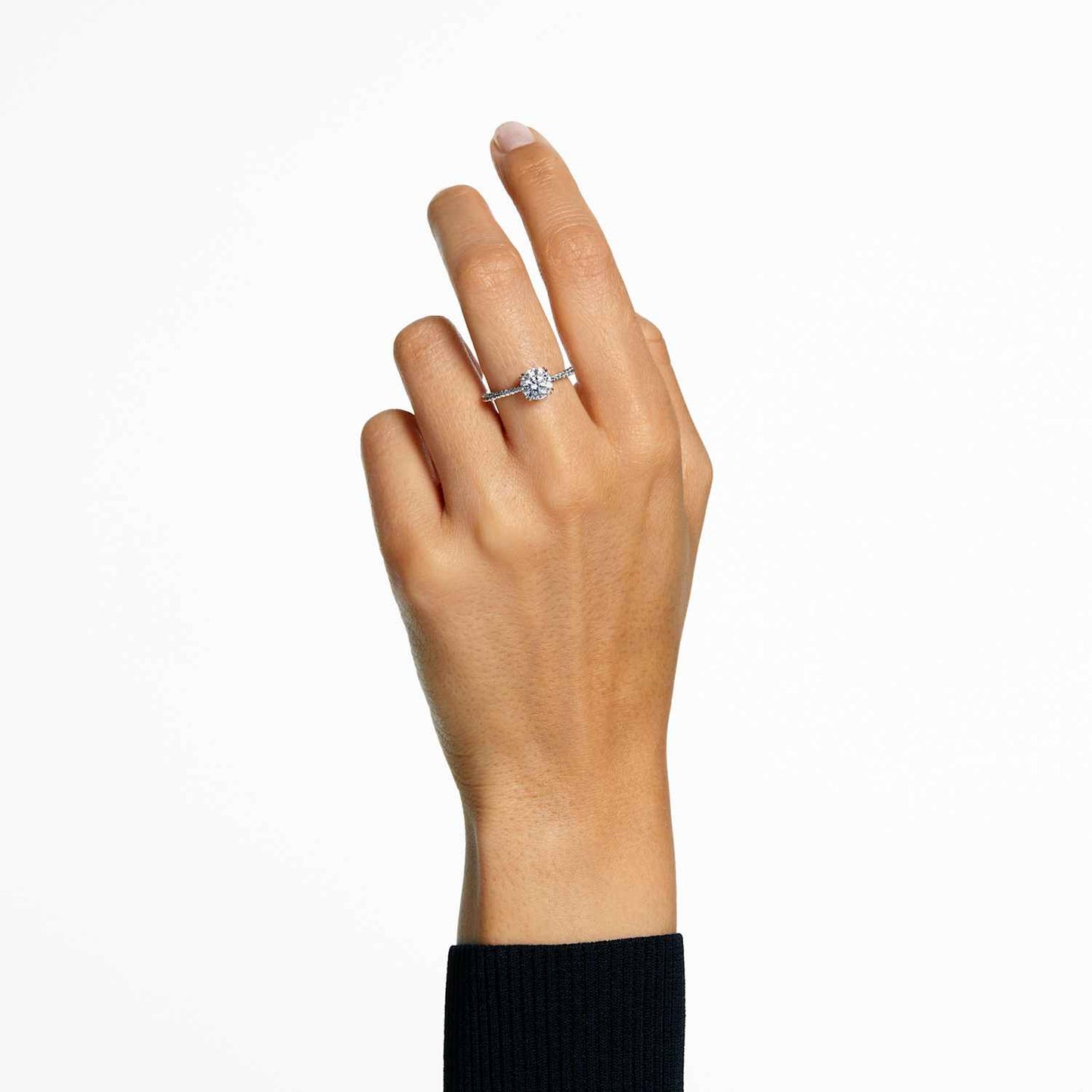 Anello Re Stilla, COCR Pavé, Bianco, Placcato rodio