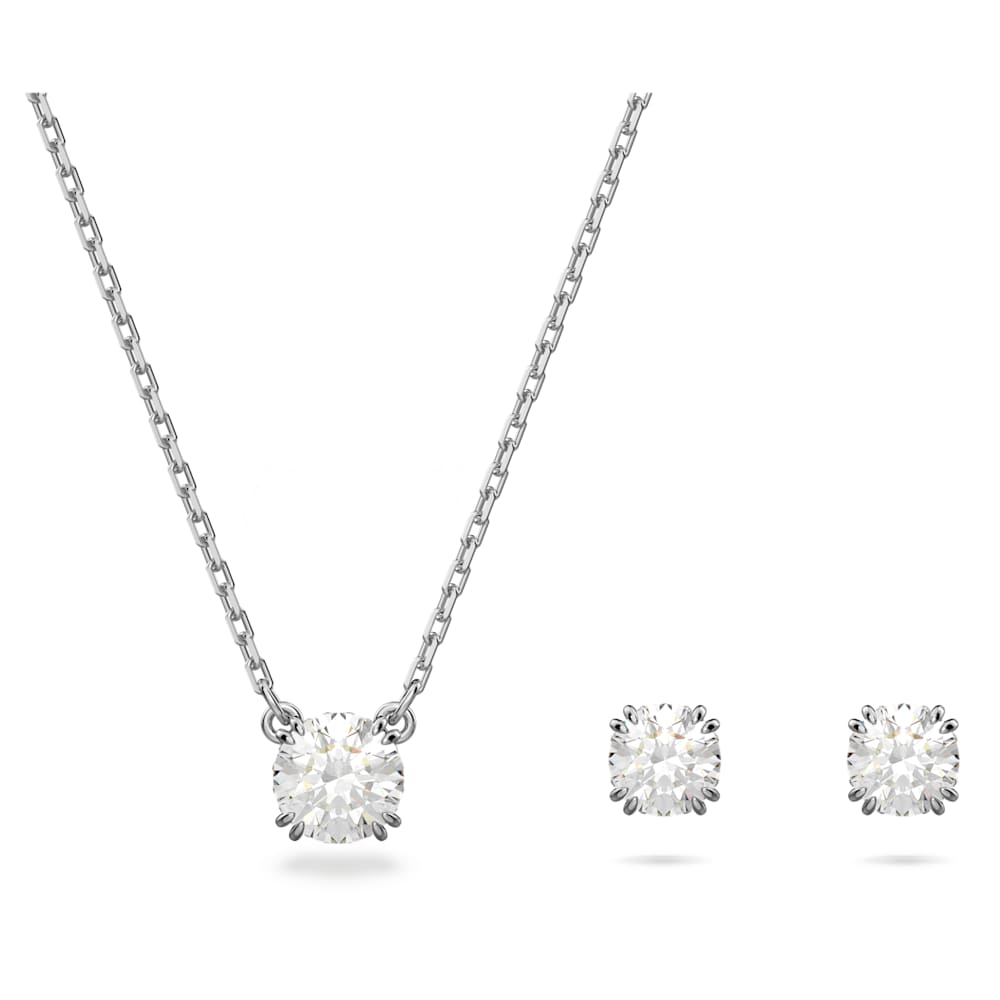 Set Stilla, Taglio Round, Bianco, Placcato rodio